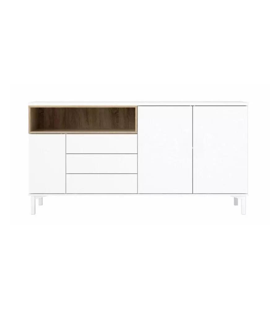 Mobile buffet bianco 3 ante e 3 cassetti, 176x90x48 cm